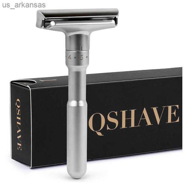 

qshave adjustable safety razor double edge classic mens shaving mild to aggressive 1-6 file hair removal shaver it with 5 blades l230523
