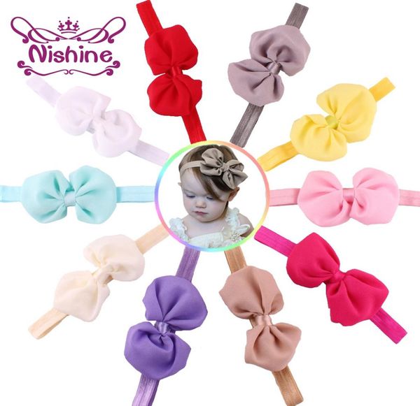 

nishine baby chiffon bow headbands girl headwraps infant children hair accessories newborn bowknot hairband baby pography props8258028, Slivery;white