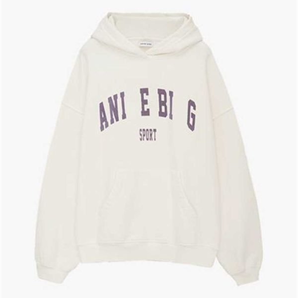 

23ss anines bing women desginer fashion cotton hooded new ab classic letter print wash water stir fry color snowflake loose sweatshirt 42y3, Black