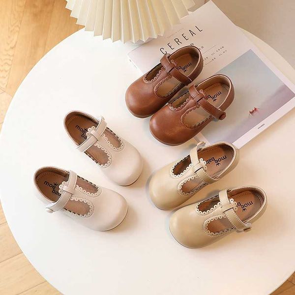 

sandals korean leather simple cute children's lace breathable 2023 spring/summer new girls' casual shoes solid and flat g220612, Black;red
