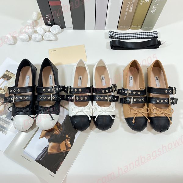 

luxury designer dress shoes nappa leather ballerinas leather lace heel whith buckle removable ribbons womens nude beige ballet dance sandals, Black