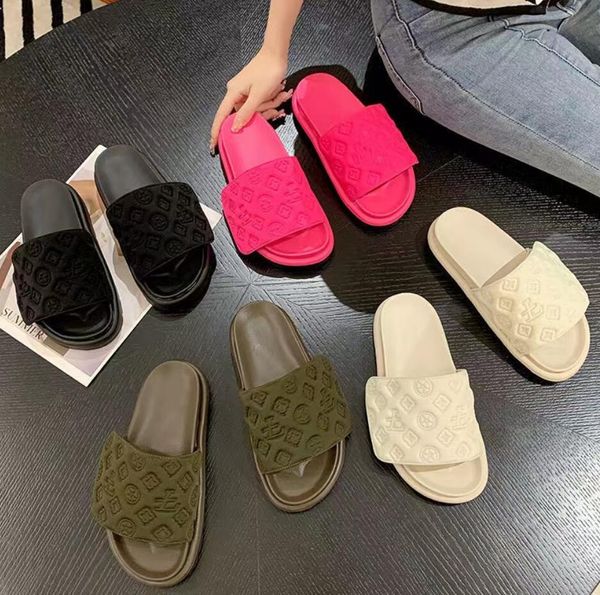 

fashion pool pillow mules summer sandal flat comfort mules padded front strap slippers fashionable easy-to-wear style women sandals women sl, Black