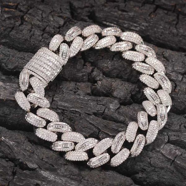 

trendy fine jewelry miami diamond hip hop moissanite 6mm 925 silver custom cuban link chain bracelet