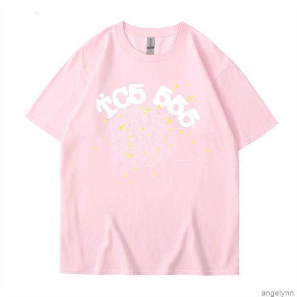 

mens sweatshirt designer t shirt sp5der short sleeved t-shirt hip hop trend t-shirts 555 spider web print tshirt men women round neck pullov, White;black