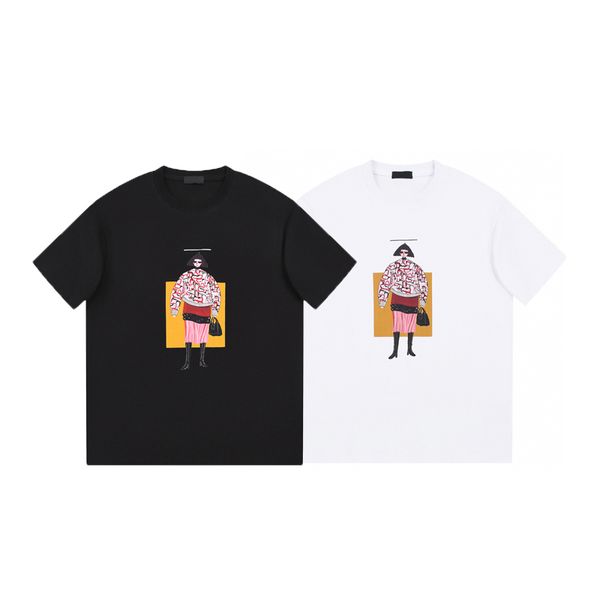 

23ss short sleeve cotton tee italy fashion girls print usa summer t shirt high street europe men tshirt premium loose fit, Black;brown