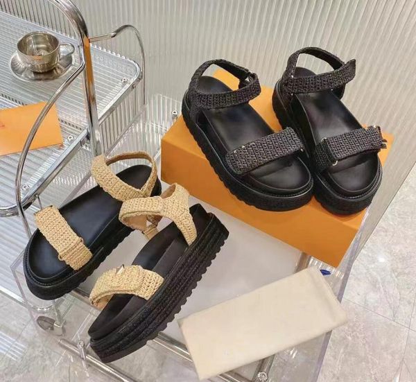 

luxury women pool pillow comfort sandals lady nylon strap mule designer men leather sunset flat rubber outsole slide slippers, Black