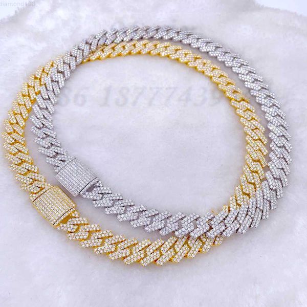 

s925 cuban necklace 15mm wide custom hip hop jewelry mens moissanite diamond miami cuban link iced out cuban link necklace, Silver