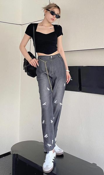 

new designer jeans womens denim pants business must-have spring and summer gentlemen imported high-quality denims comfortable siro spun cott, Blue