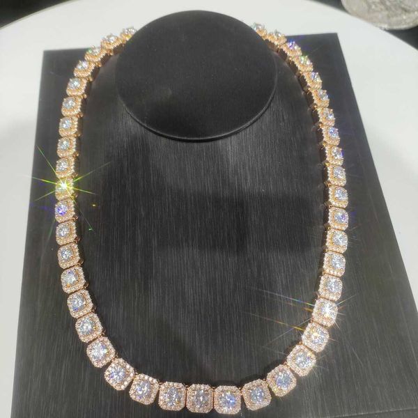 

have stock 10mm 18k rose gold plated 5a round shape cz tennis chain, Silver