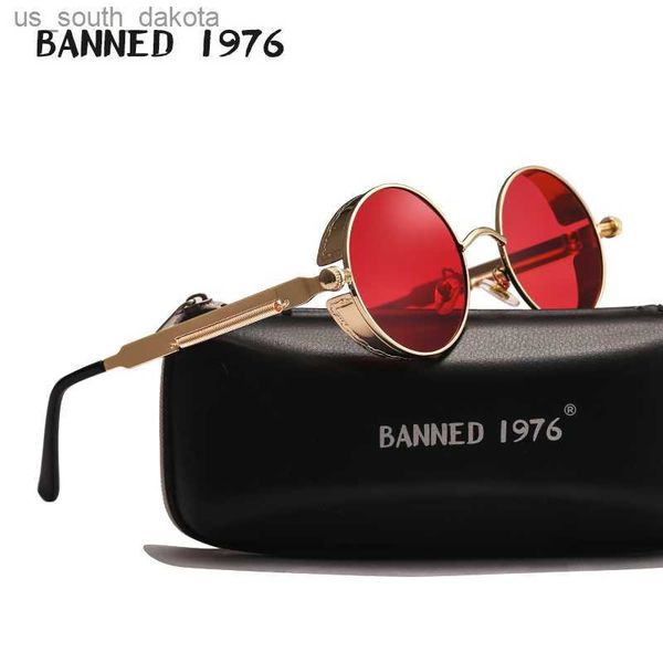 

2020 retro round metal hd polarized punk steampunk sunglasses for women men vintage sun glasses oculos de sol meminino masculino l230523, White;black