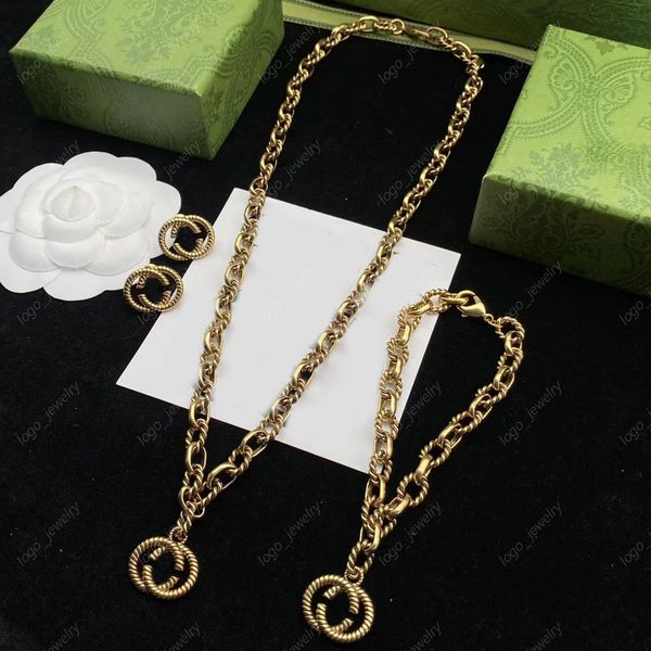 

classic fashion jewelry sets popcorn necklaces twist bracelet luxury designer earrings aretes orecchini for women party lovers gift with box, Black