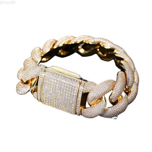 

925 sterling silver hiphop jewelry 20-25mm 925 sterling silver vvs moissanite iced out cuban link bracelet for men