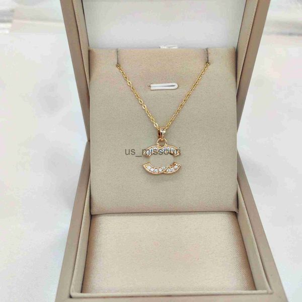 

pendant necklaces women luxury designer brand double letter pendant necklaces chain 18k gold plated crysatl rhinestone sweater newklace for, Silver