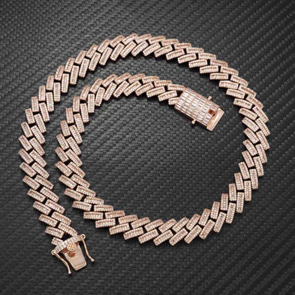 

fashion jewelry miami cuban chain iced out brass 5a+ cz diamond cuban link chain mens necklace, Silver