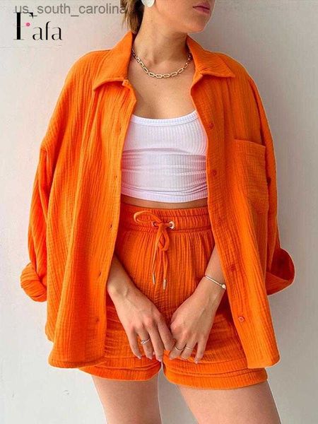 

oversized shirt shorts two piece sets women spring cotton with loose high waist shorts suit 2023 fashion streetwear outfits l230522, White;black