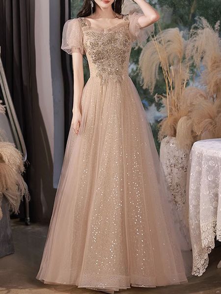 

shining sequins elegant evening dress champagne party gowns short sleeves lace-up back, Black;red