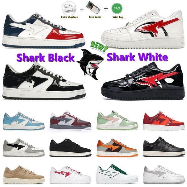 

designer bapestas low men women casual shoes nigo apes mens sneaker shark black white grey patent leather green abc camo blue pastel pink wo