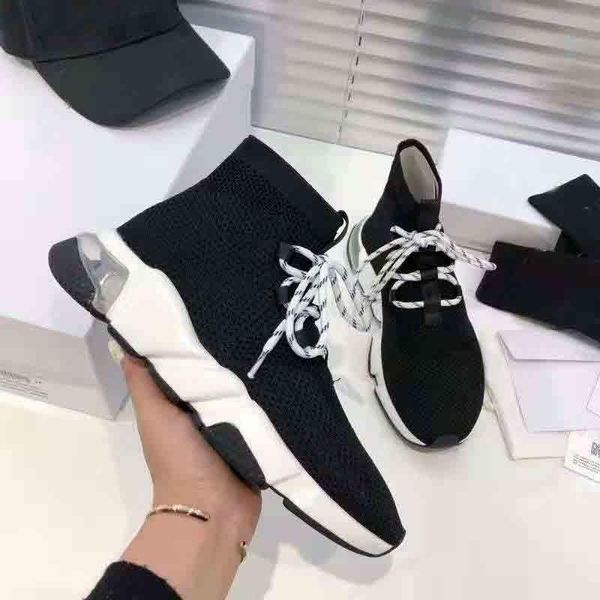 

designer sock shoe casual shoes platform mens knit socks black white trainer sneaker wave mid-sneakers booties bike hiking shoe with box