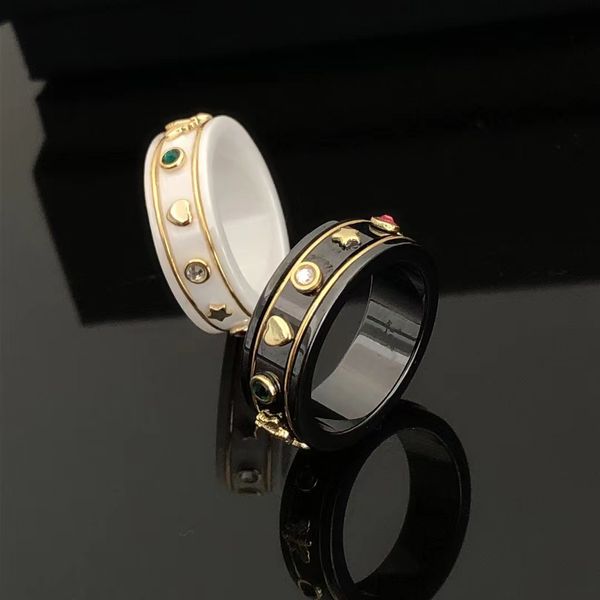 

fashion have stamps with side stones rings men's and women's ceramic diamond multi-factor luxury designer jewelry for engagement l, Silver