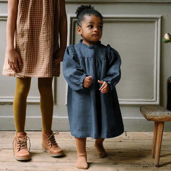 

girl's dresses girls' retro collar floaty spring new children's long-sleeved casual loose princess r230612, Red;yellow