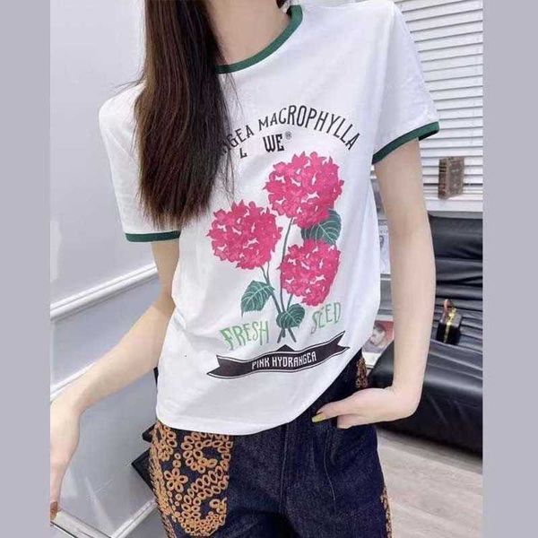

women's t-shirt designer 2023 summer new printed short sleeve t-shirt, fashionable, age reducing, versatile, casual round neck y8x5, White