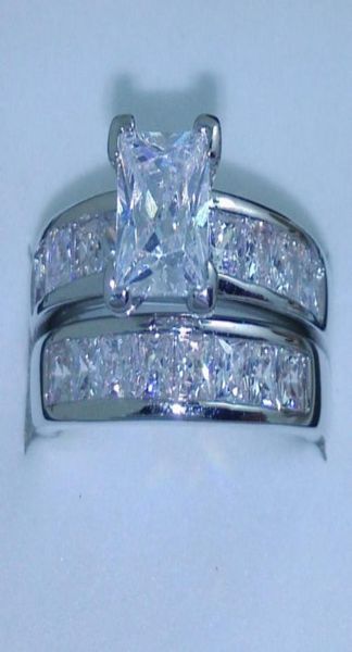 

wholesize 5678910 jewelry 10kt white gold filled z princess cut simulated diamond wedding ring set gift with box5177083, Silver
