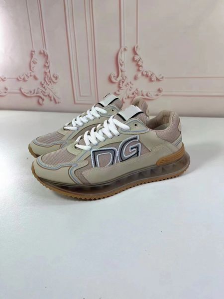 

2023 r logo printed suede and leather sneakers casual shoes round toe stripe mesh lace thick sole versatile comfortable and breathable runni, Black