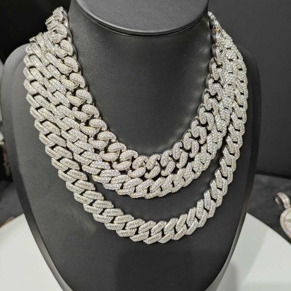 

good quality 16mm 925 sterling silver vvs moissanite diamond iced out thorn miami cuban link chain necklace for men