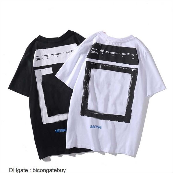 

summer mens womens fashion streetwears man t-shirts 2023 tees shirt t shirts loose polo offs designers clothing high1 quality street print w, White;black