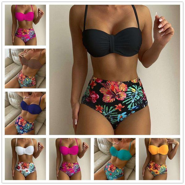 

womens multi color high waist bikini, White;black