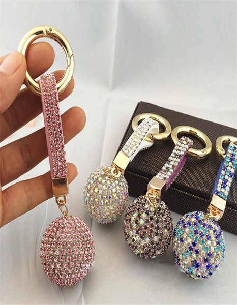 

keychain rhinestone leather strap crystal ball car keychain charm pendant key ring for women for gifts7441156, Silver
