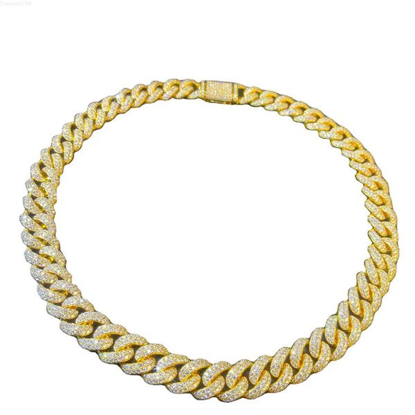 

18mm style factory custom round diamond necklace jewelry 925 silver 14k 18k gold plated vvs moissanite custom cuban link chain