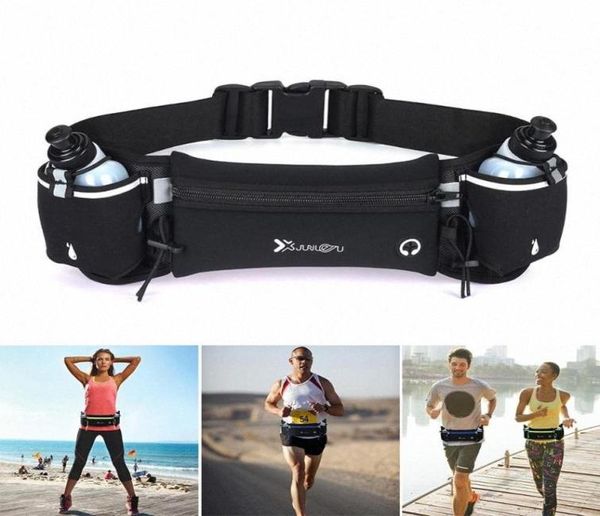 

marathon dual pocket running bag trail running waist belt for phone sports fanny pack fitness waist pack water bottle 4swn7449064, Black;gray