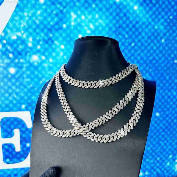 

2023 new arrival 12-14mm silver 925 18k plated gold cuban link chain moissanite vvs cuban chain