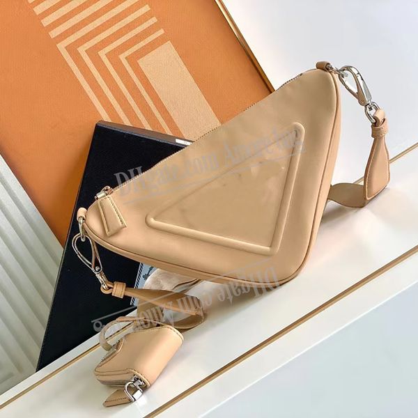 

designer shoulder bags triangle pure color purse style fashion bag - wide strap soft leather pocket with women wallet