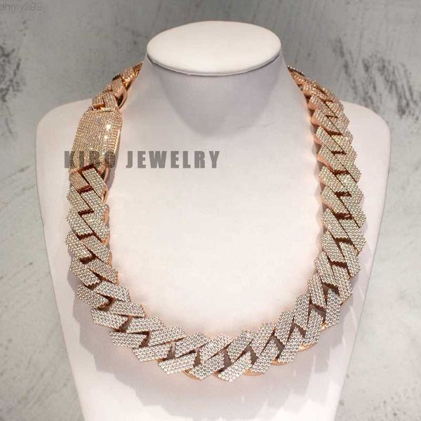 

buss down thicker 26mm heavy solid 925 sterling silver iced out moissanite cuban link chain