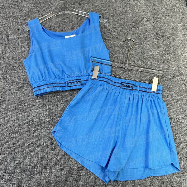 

women vest shorts sports style suits embroidered letter cropped tank casual short pants tracksuits, Gray