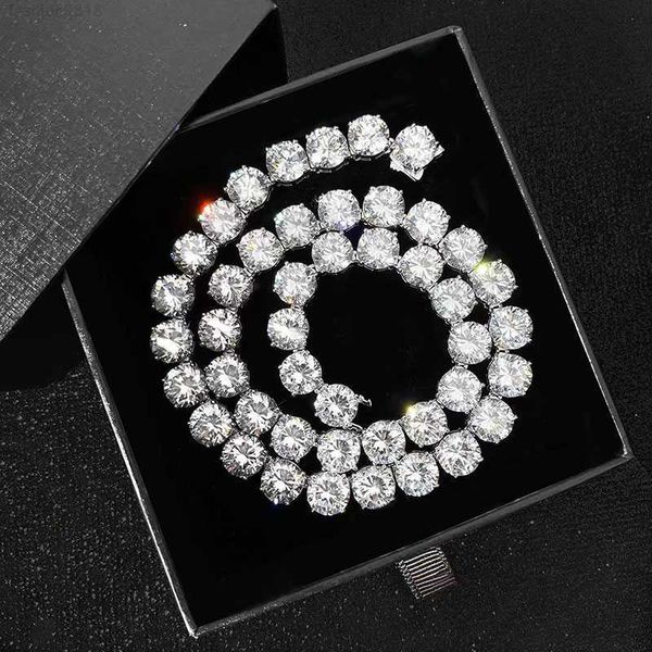 

custom men's silver vvs moissanite diamond white gold tennis necklace jewelry
