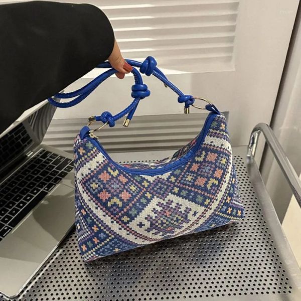 

evening bags network red ethnic style leisure underarm shoulder canvas bag large capacity crossbody women's dumpling