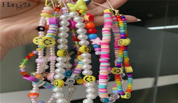 

new colorful acrylic bead smile mobile phone chain cellphone strap antilost lanyard for women summer jewelr1086233, Silver