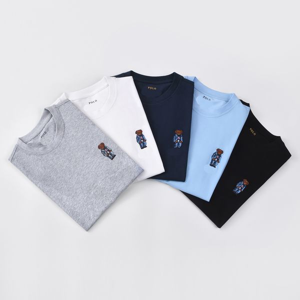 

2023 new ralphs embroidery little bear t shirt mens designer t shirts casual clothes clothes, White;black