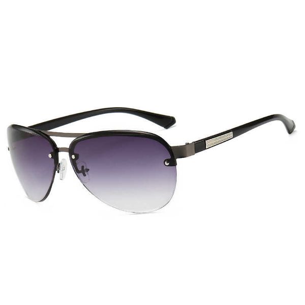 

new metal sunglasses for men and women, sports windproof double beam frameless sunglasses, sliced toad glasses 1{category}, White;black