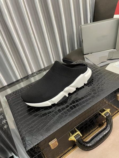 

slippers new stretch sock shoes slip-on slippers casual half drag, available in nine colors, Black