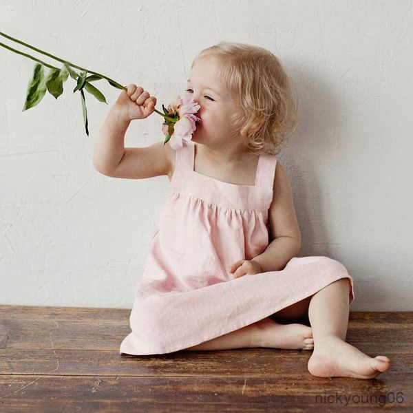 

girl's dresses summer dress wide shoulder square collar solid color temperament new children's clothing r230612, Red;yellow