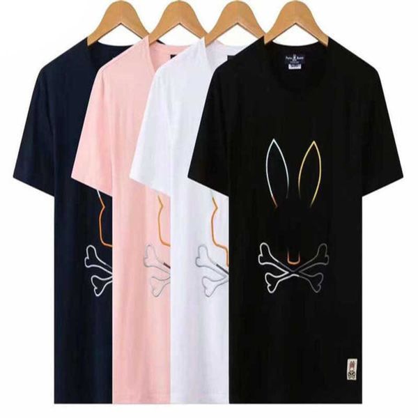 

men's psycho bunny short t-shirt colorful skull rabbit round neck european and american street fashion couple t m-xxxl #01o0ot, White;black
