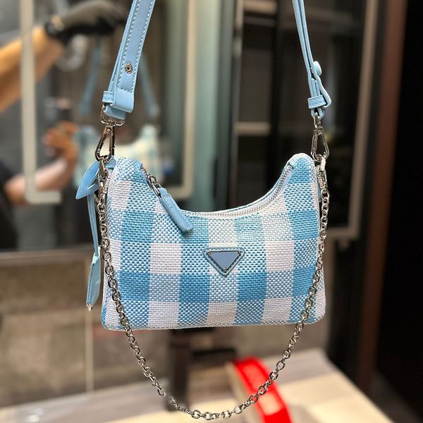 

shoulder bags mini hobo bag check chain summer beach clutch triangle sequin dinner women handbags crossbody designer luxury purse hardware h