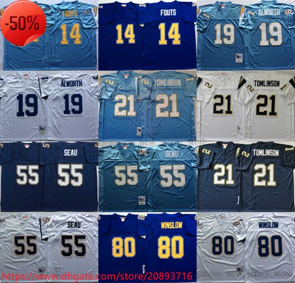 

football jerseys ncaa mitchell and ness vintage football 21 ladainian tomlinson jerseys retro stitch 55 junior seau 14 dan fouts 19 lance al, Black;red