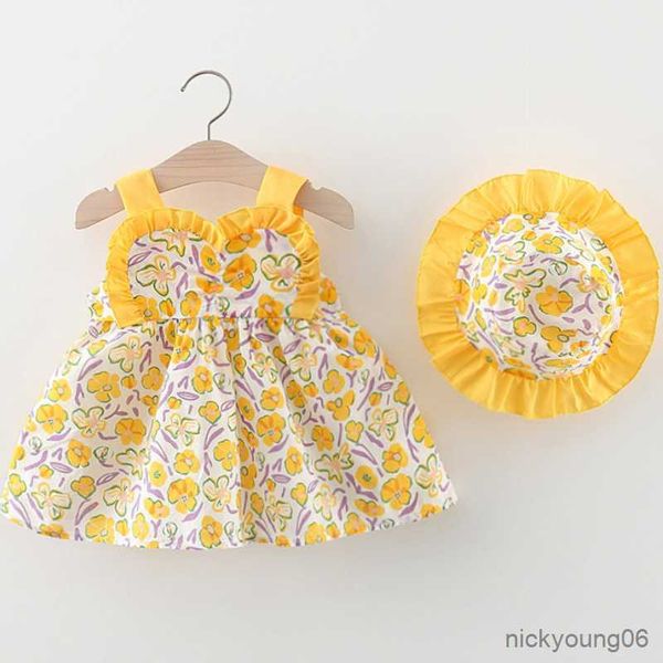 

girl's dresses summer clothes baby girl beach casual fashion print cute bow flower princess dress newborn clothing set r230612, Red;yellow