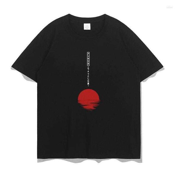 

men's t shirts japanese style anime t-shirt for men casual aesthetic sunset print graphic hip hop y2k streetwear short sleeve tees hasj, White;black
