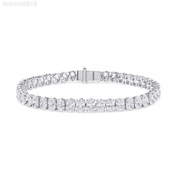 

oval cut 4mm tennis chain sterling silver 925 hip hop iced out chain vvs moissanite tennis bracelet